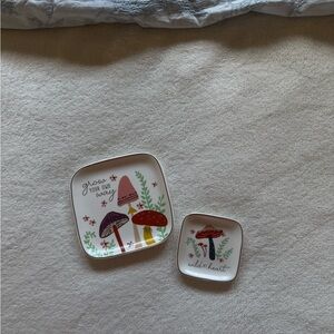 Mushroom Themed Tiny Square Plates